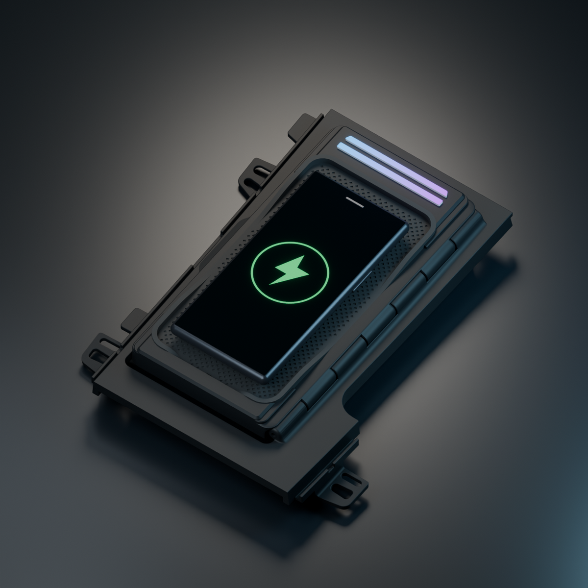 Illustrative charging status on a generic phone placed on the current Acura TL charger
