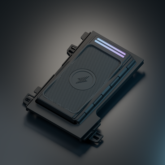 Current Acura TL charger CAD with silicone pad and matching parallel LED gradient