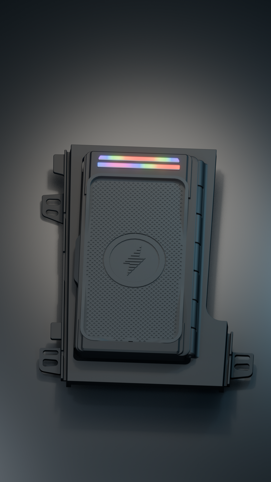 Current Acura TL 2004–2008 wireless charger with silicone pad and illuminated LED diffusers — 3D render