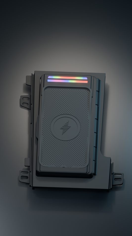 Current Acura TL 2004–2008 wireless charger with silicone pad and illuminated LED diffusers — 3D render